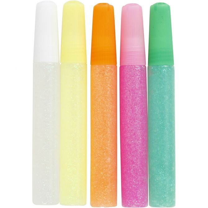Glitterlim Pastellfarger 5x10ml