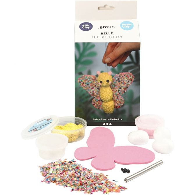 DIY Kit Sommerfuglen Belle Silk og Foam clay