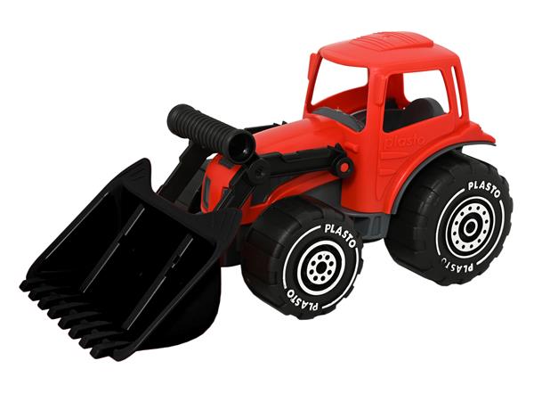 Plasto traktor m/frontlaster rød