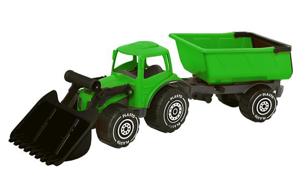 Plasto traktor m/frontlaster grønn
