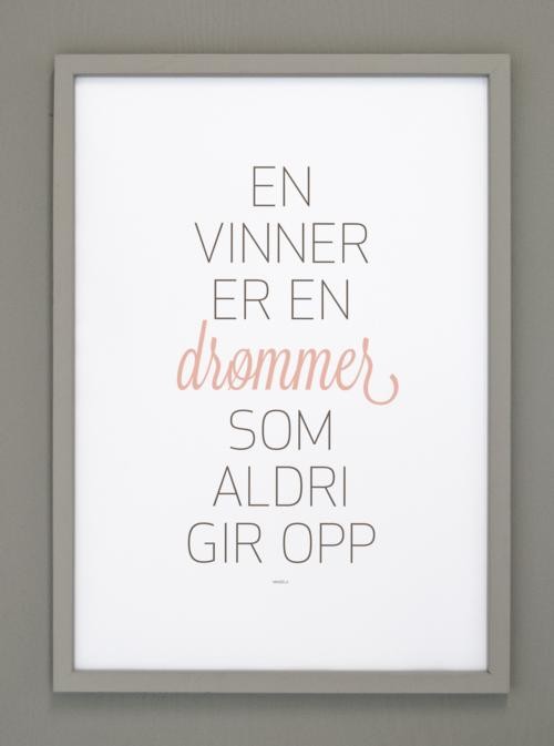 Bilde m/grå ramme A2 En vinner er en drømmer.....