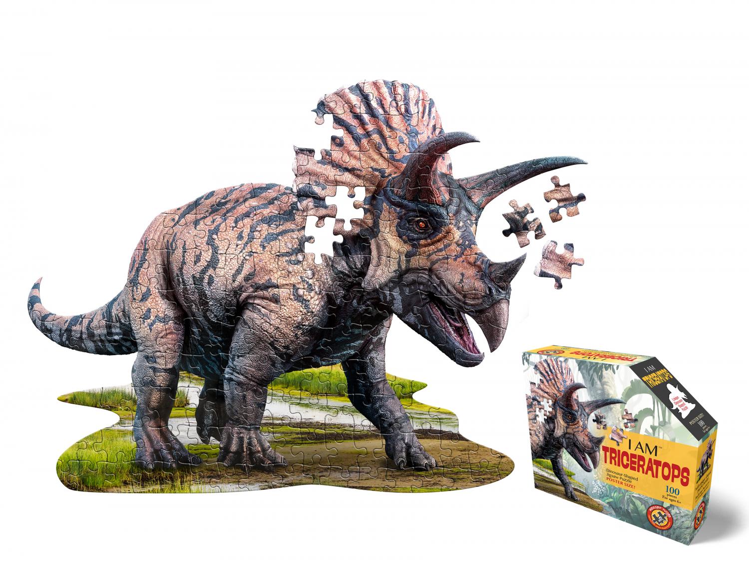 I am Triceratops Head Shape Puzzles 100 biter