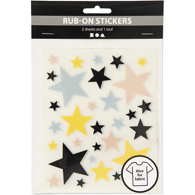 Rub on merkelapper, stjerner, 12,2x15,3 cm, 1 pk.