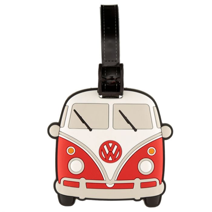 Volkswagen VW T1 Camper Bus Röd PVC Bagagelapp